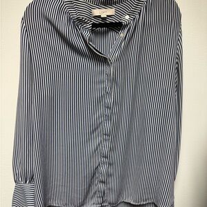 LOFT Men's Navy & White Vertical Stripe Button-Down Shirt